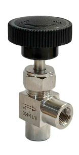 Кран игольчатый угловой  G 1/8"  SS  JS-12,  AISI 304