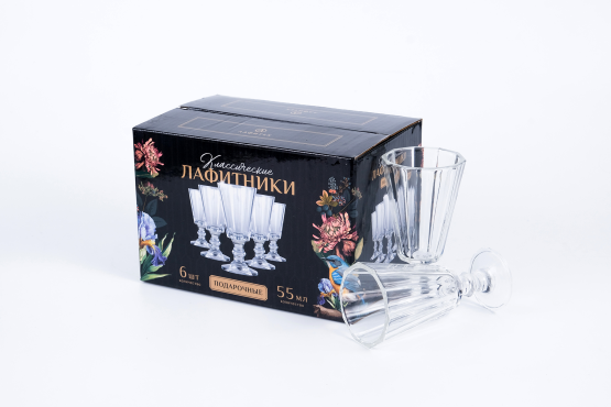 Подарочный набор рюмок-лафитников "ЛАФИТЕК" 55 мл "Подарочные темные", 6 шт